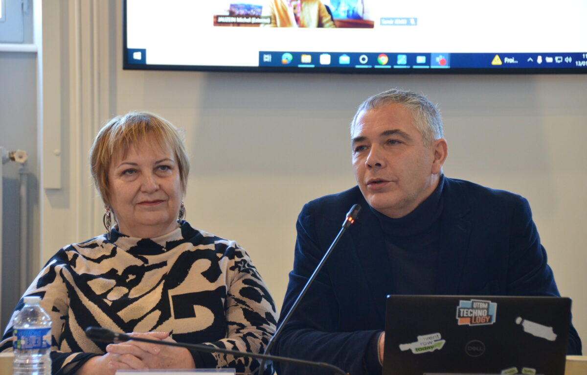 La présidente de l'université Marie et Louis Pasteur, Macha Woronoff et le directeur de l’UTBM, Ghislain Montavon © Élodie R.